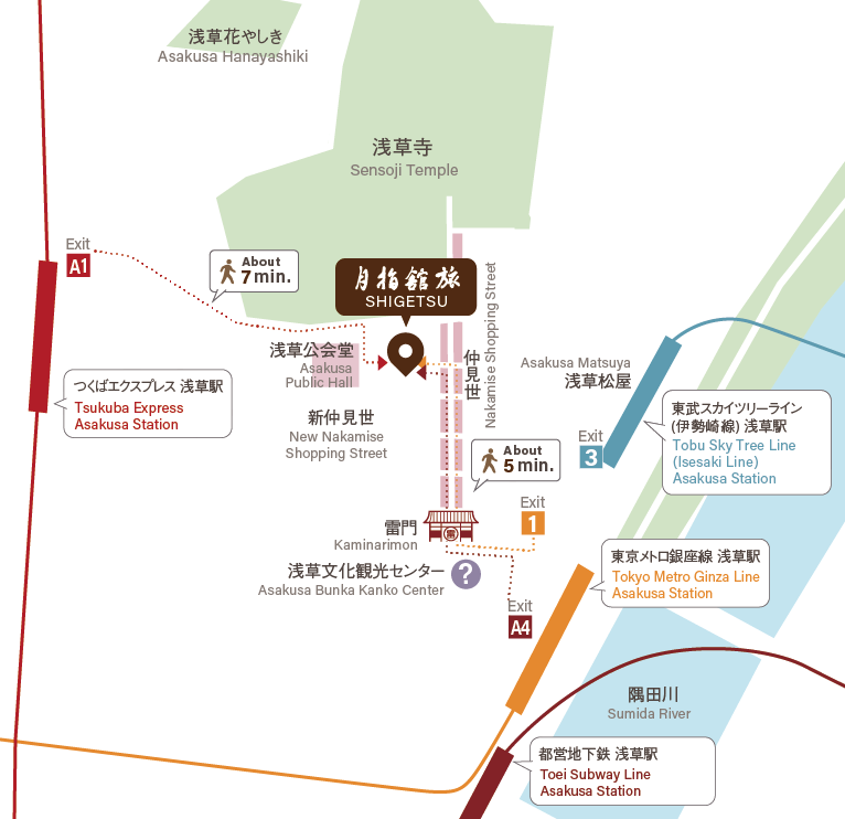 Ryokan Asakusa Shigetsu Area Map
